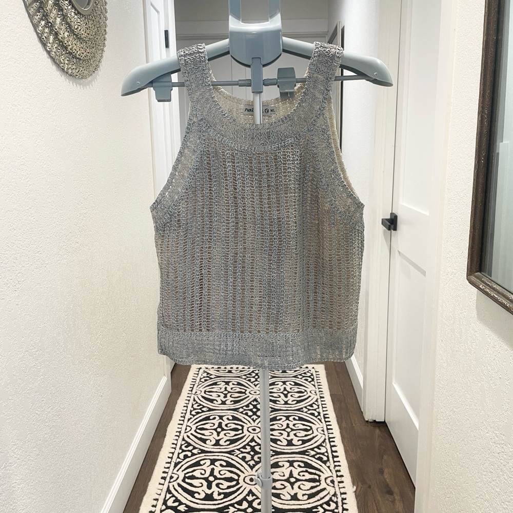 Natura Barcelona Silver Gray Knit Lined Tank Top